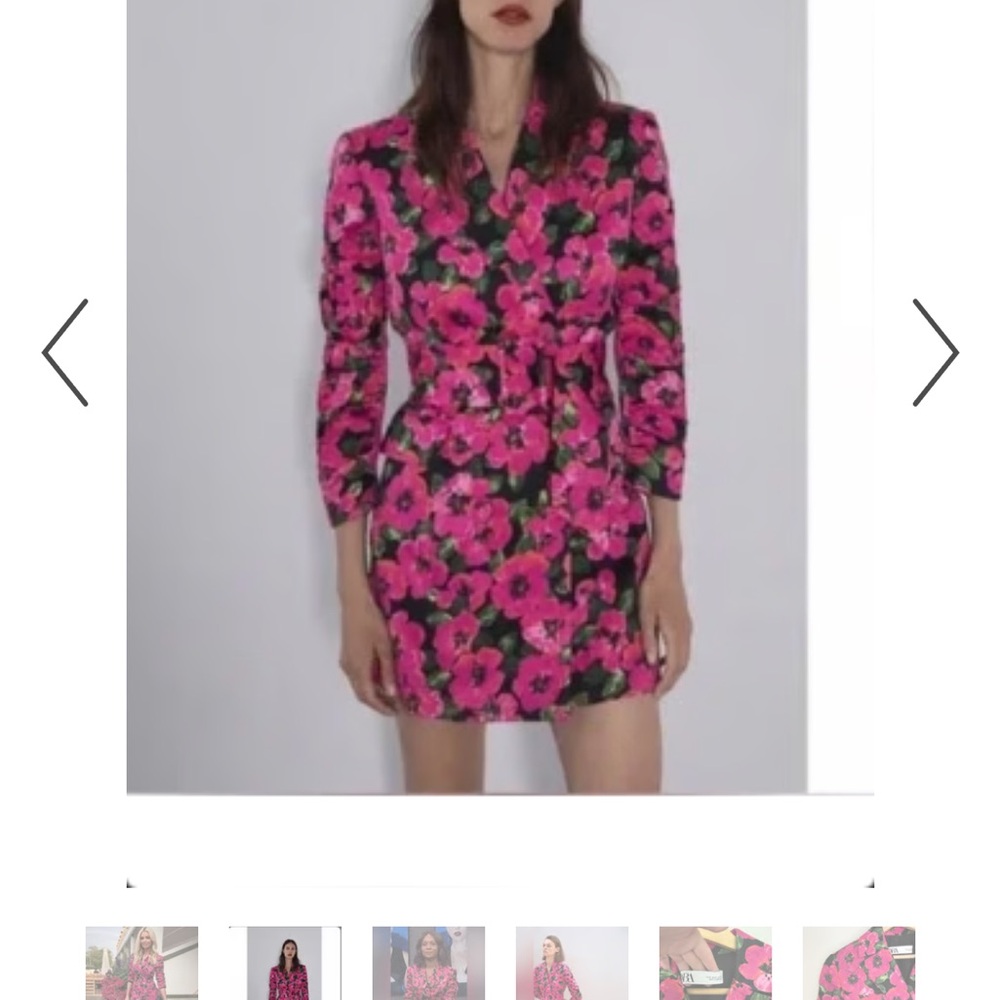 Zara Fuchsia Floral Belted Blazer Dress/ Floral Blazer with Belt